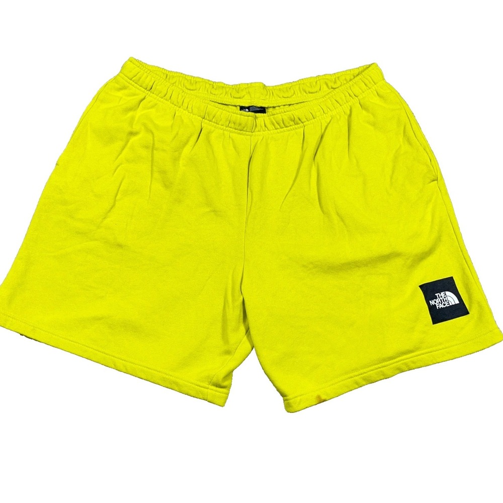 The North Face Sweat Shorts Men XXL 2XL Neon Yellow Fleece Joggers Gym Training*